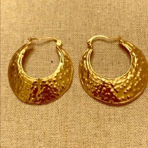 14K Hammered Hoops